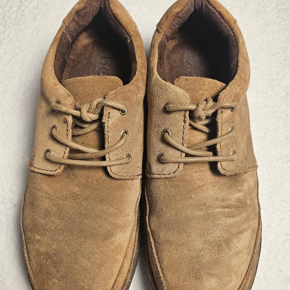 Born Nigel 3 eye saddle tan suede leather lace-up Oxford shoes, 8M